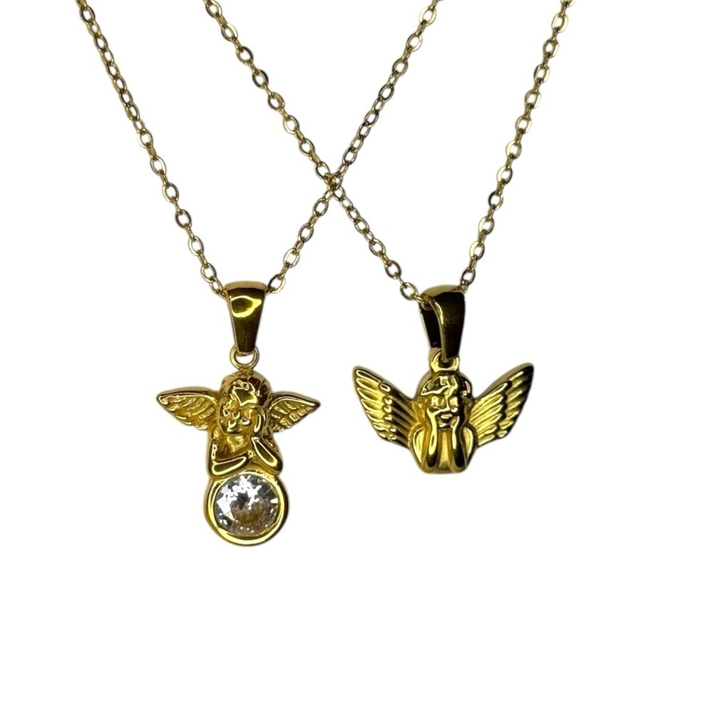 Gold Angel Wing Pendant Necklace - Picture 2 of 2